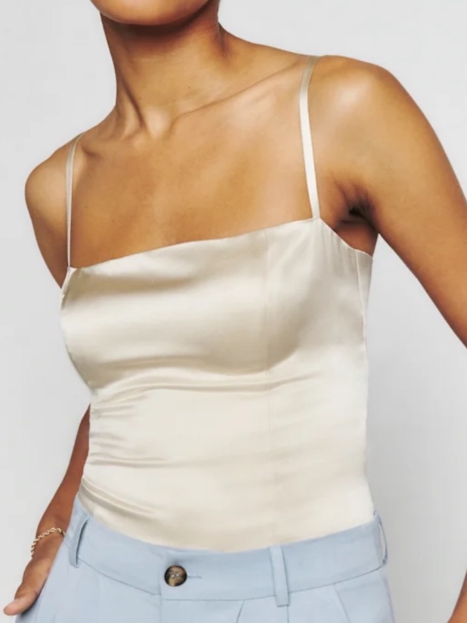 Reformation Overland Silk Top - Ivory